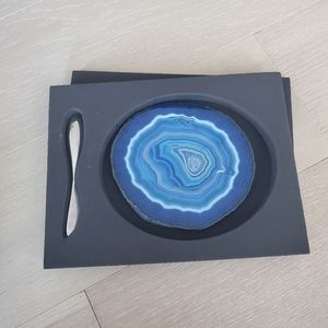 Anna by Rablabs Blue Agate Cheese Plate and knife
